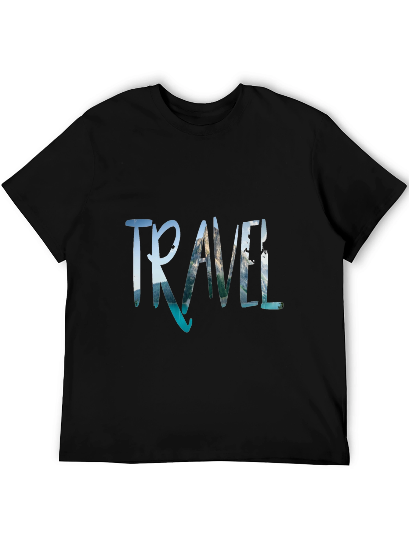 Travel Print Black T-Shirt
