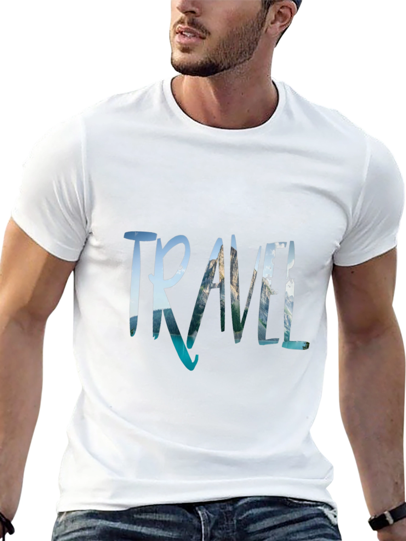 Travel Print Black T-Shirt