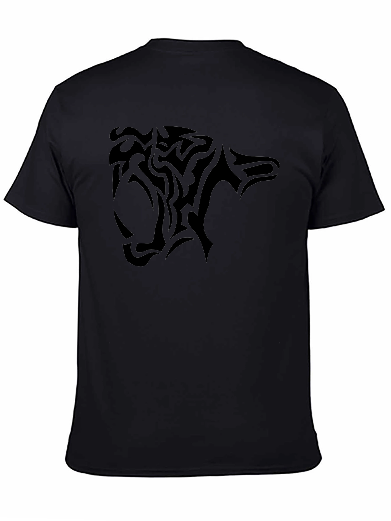Mens Black T-Shirt with Tribal Panther Design