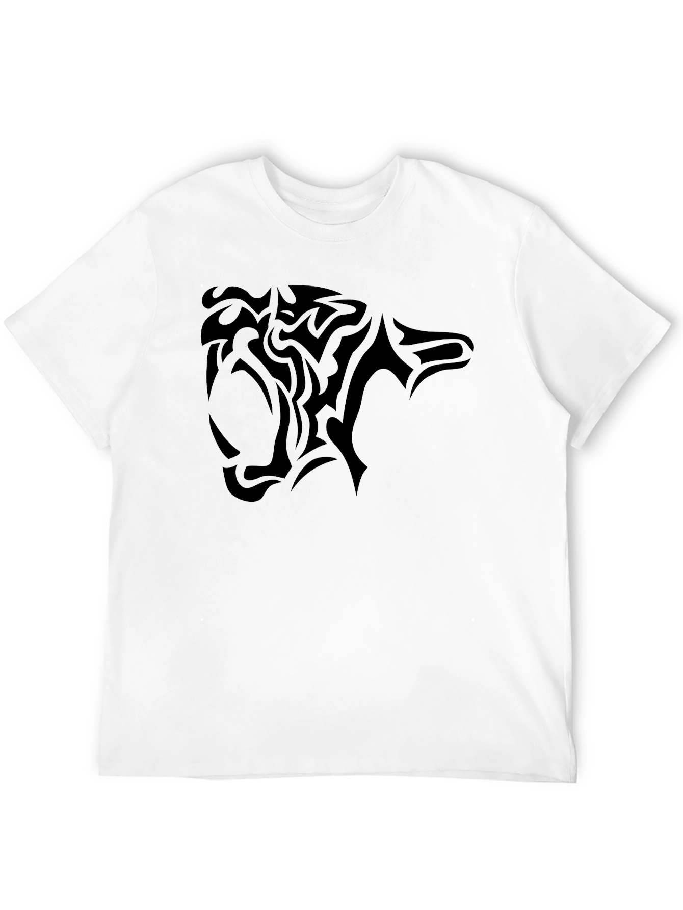 Mens Black T-Shirt with Tribal Panther Design