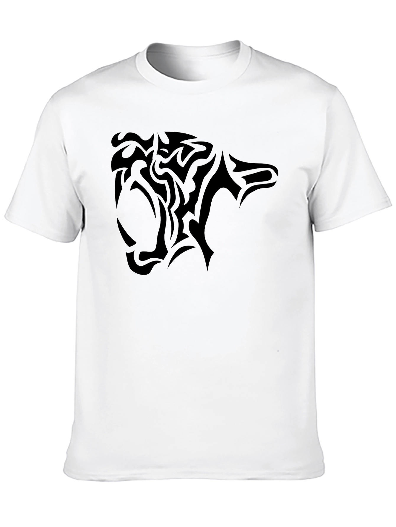 Mens Black T-Shirt with Tribal Panther Design