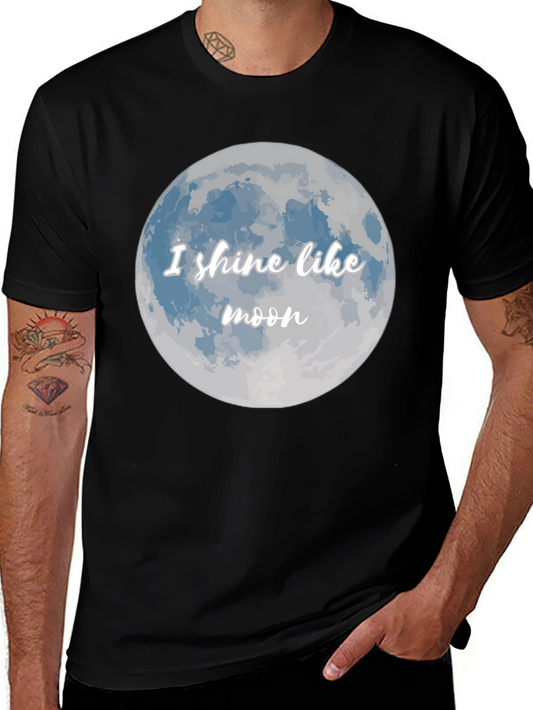 I Shine Like Moon Graphic Tee - Black Casual T-Shirt