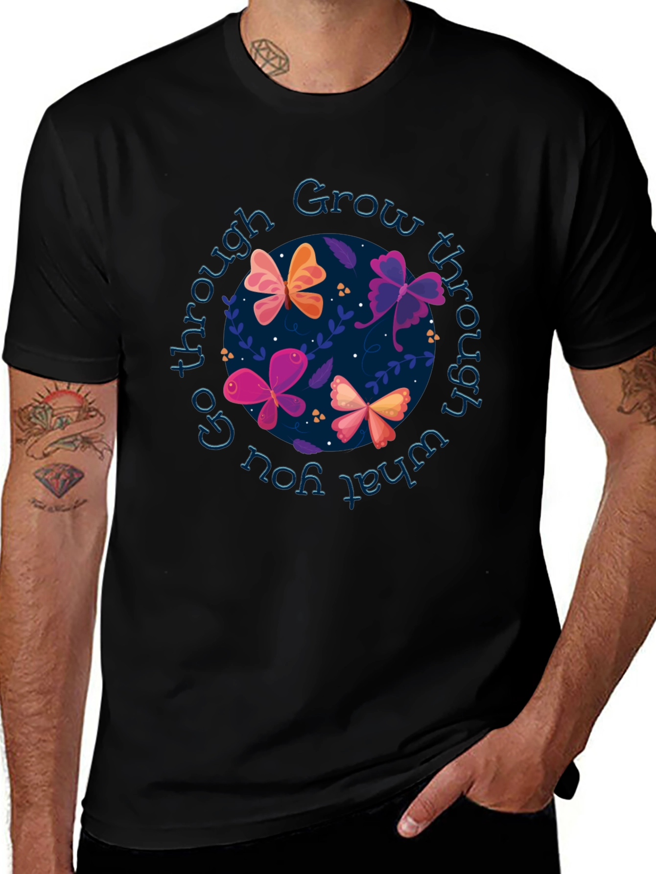 Grow Through Butterflies T-Shirt - Inspirational Graphic Tee