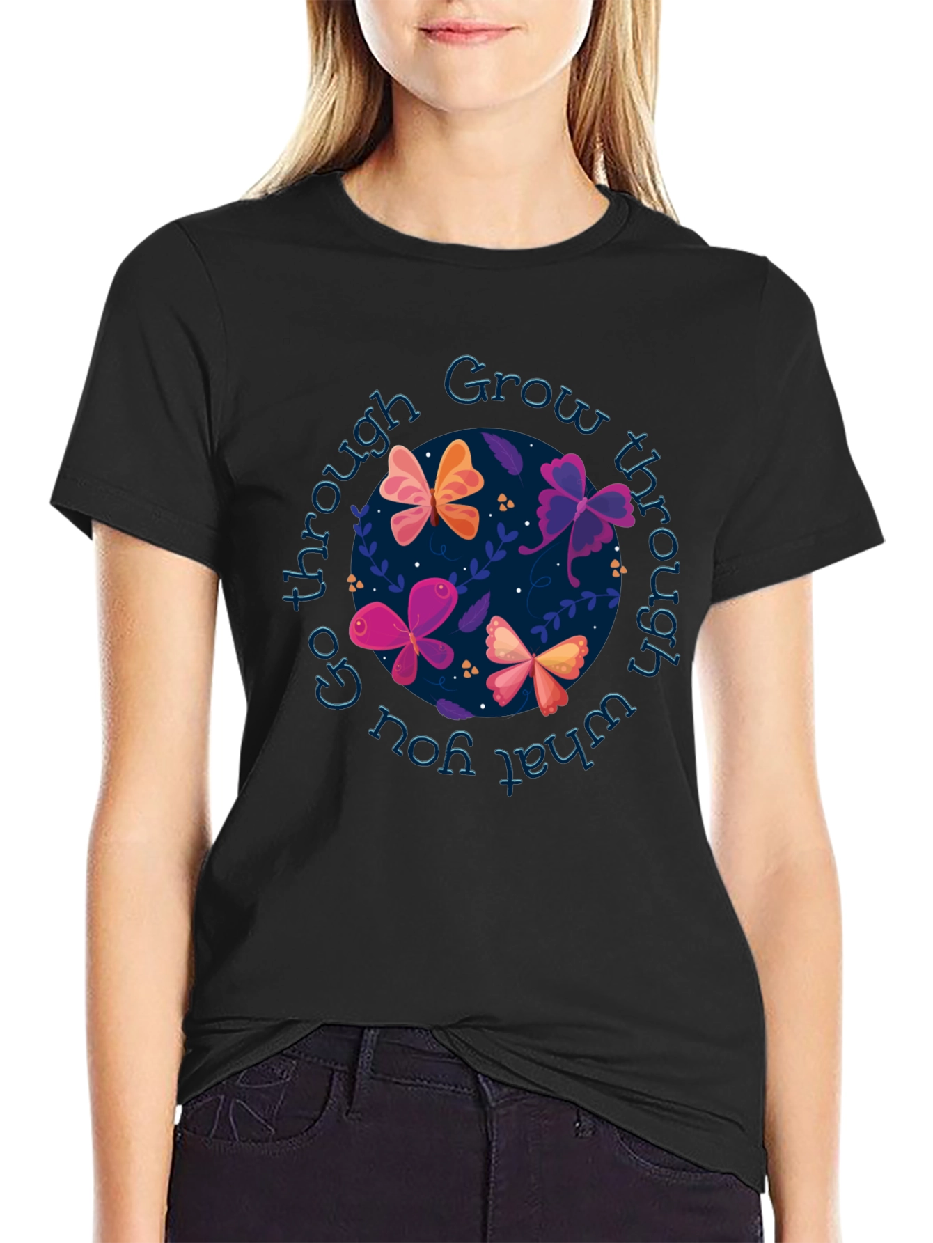Grow Through Butterflies T-Shirt - Inspirational Graphic Tee