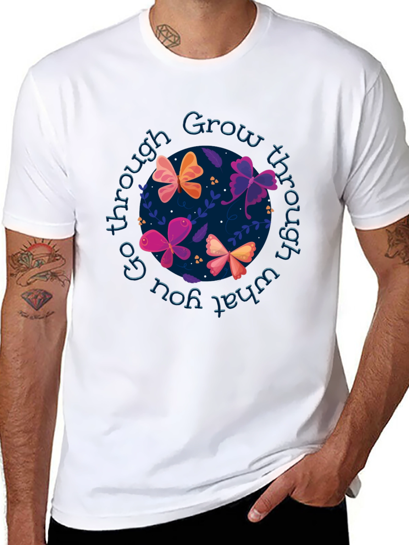 Grow Through Butterflies T-Shirt - Inspirational Graphic Tee