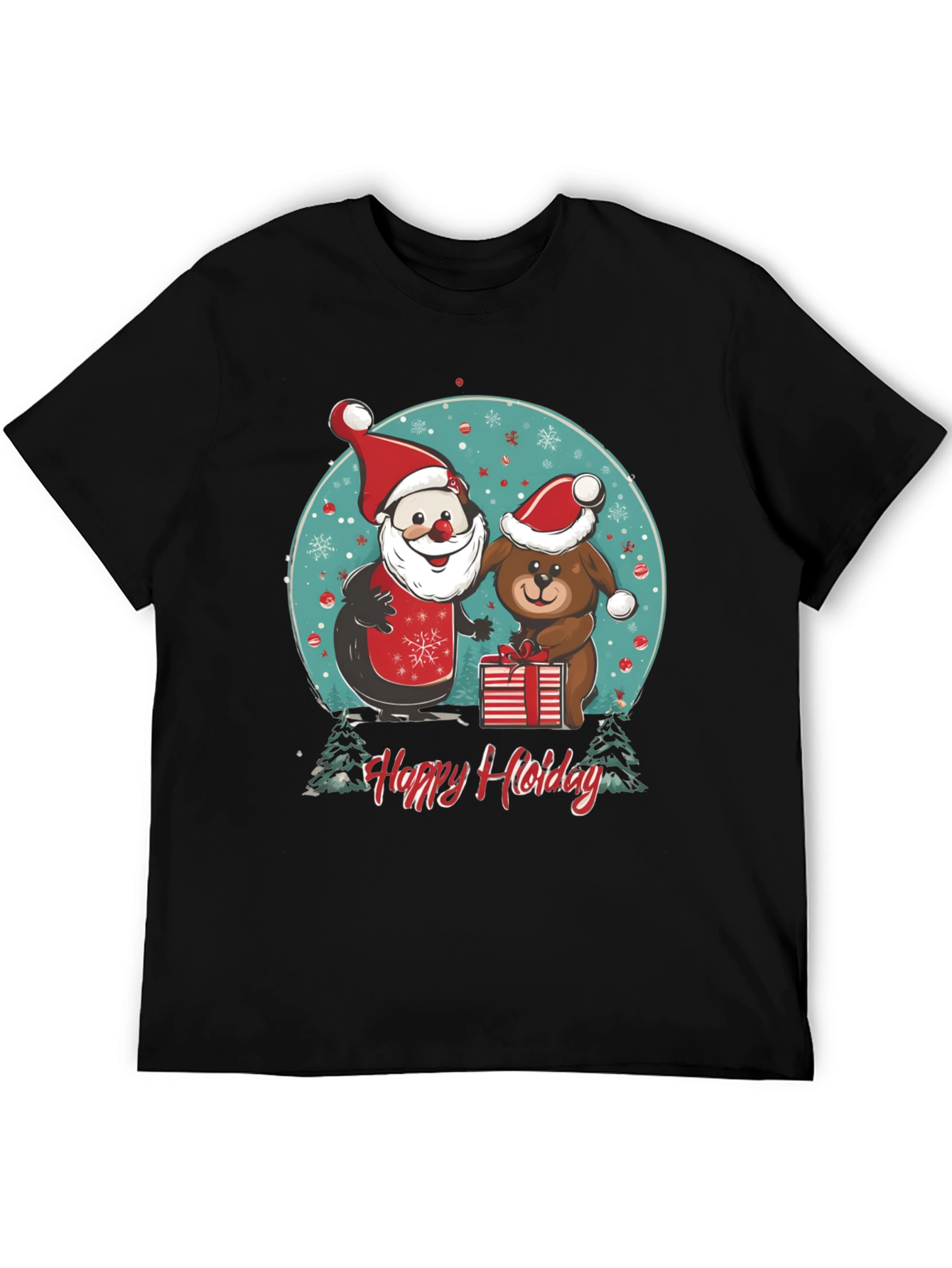 Festive Holiday Santa & Dog T-Shirt