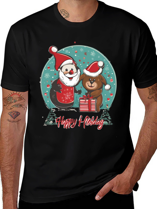 Festive Holiday Santa & Dog T-Shirt
