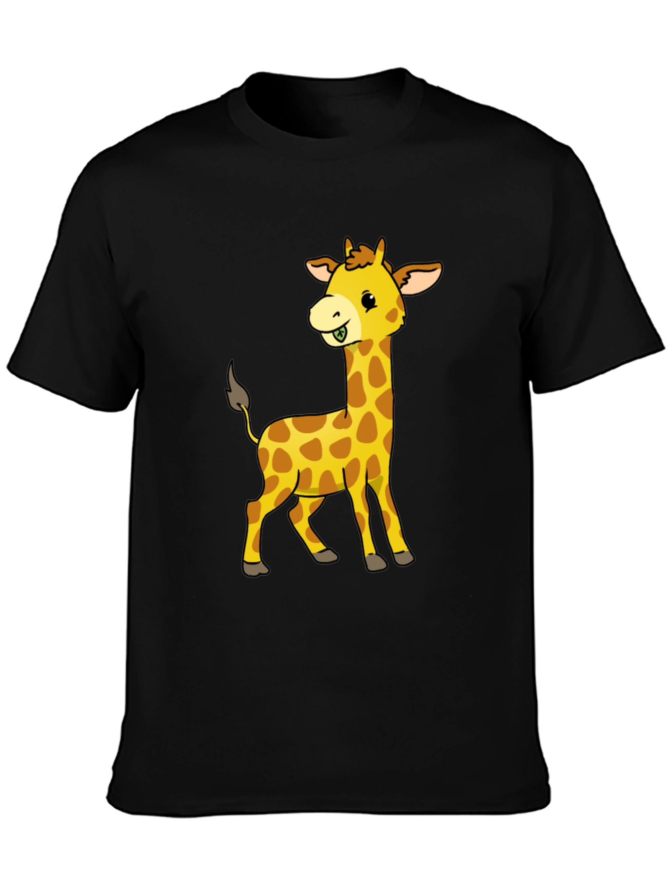 Cute Giraffe Graphic Tee - Black Casual Shirt