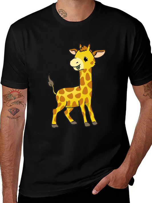 Cute Giraffe Graphic Tee - Black Casual Shirt
