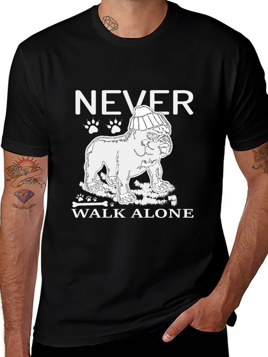 Never Walk Alone Dog Graphic Tee - Black
