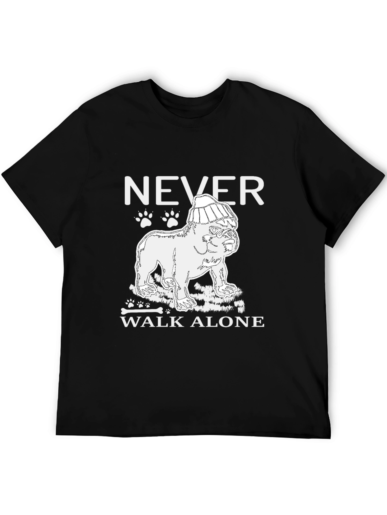 Never Walk Alone Dog Graphic Tee - Black