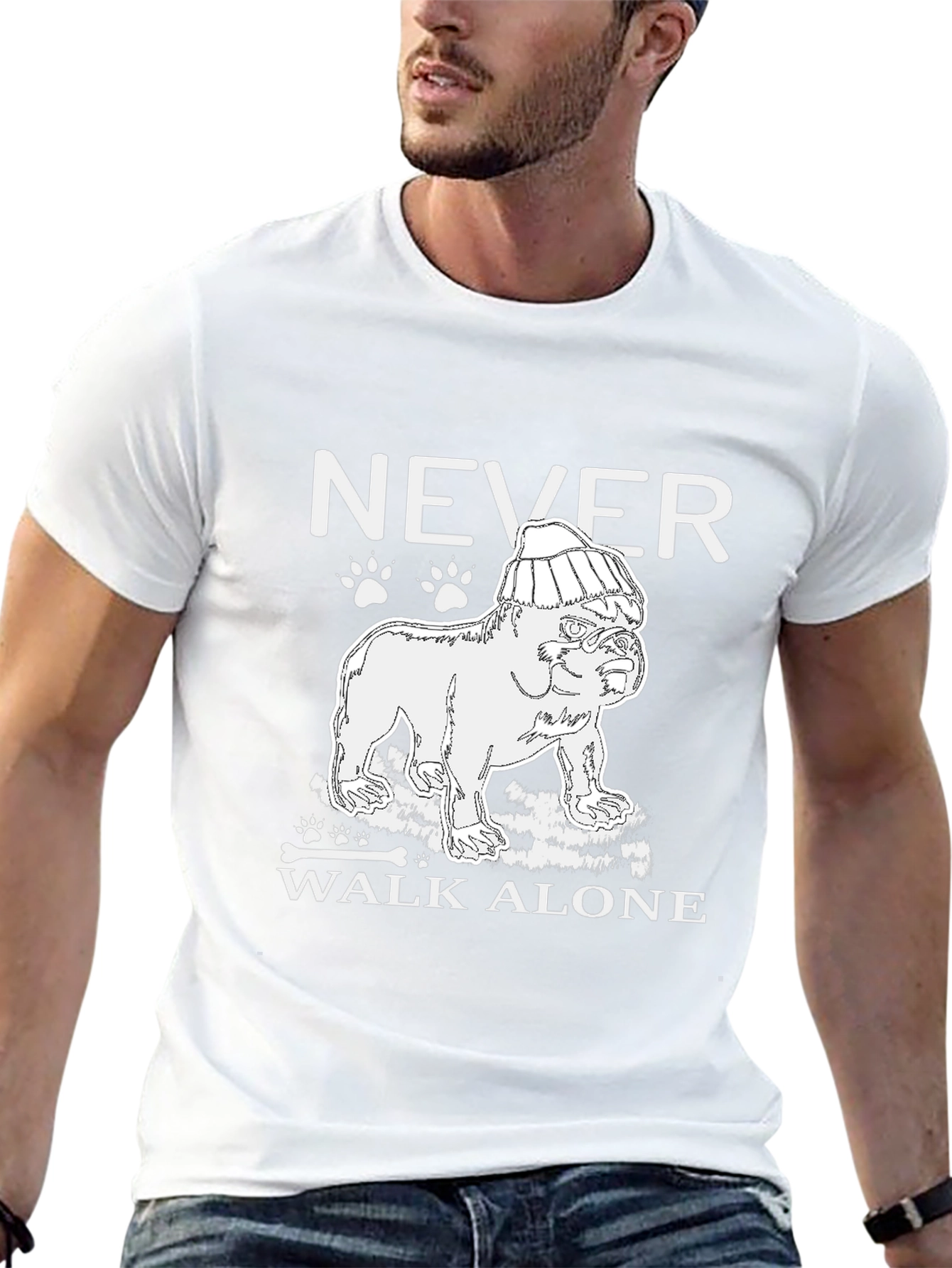 Never Walk Alone Dog Graphic Tee - Black
