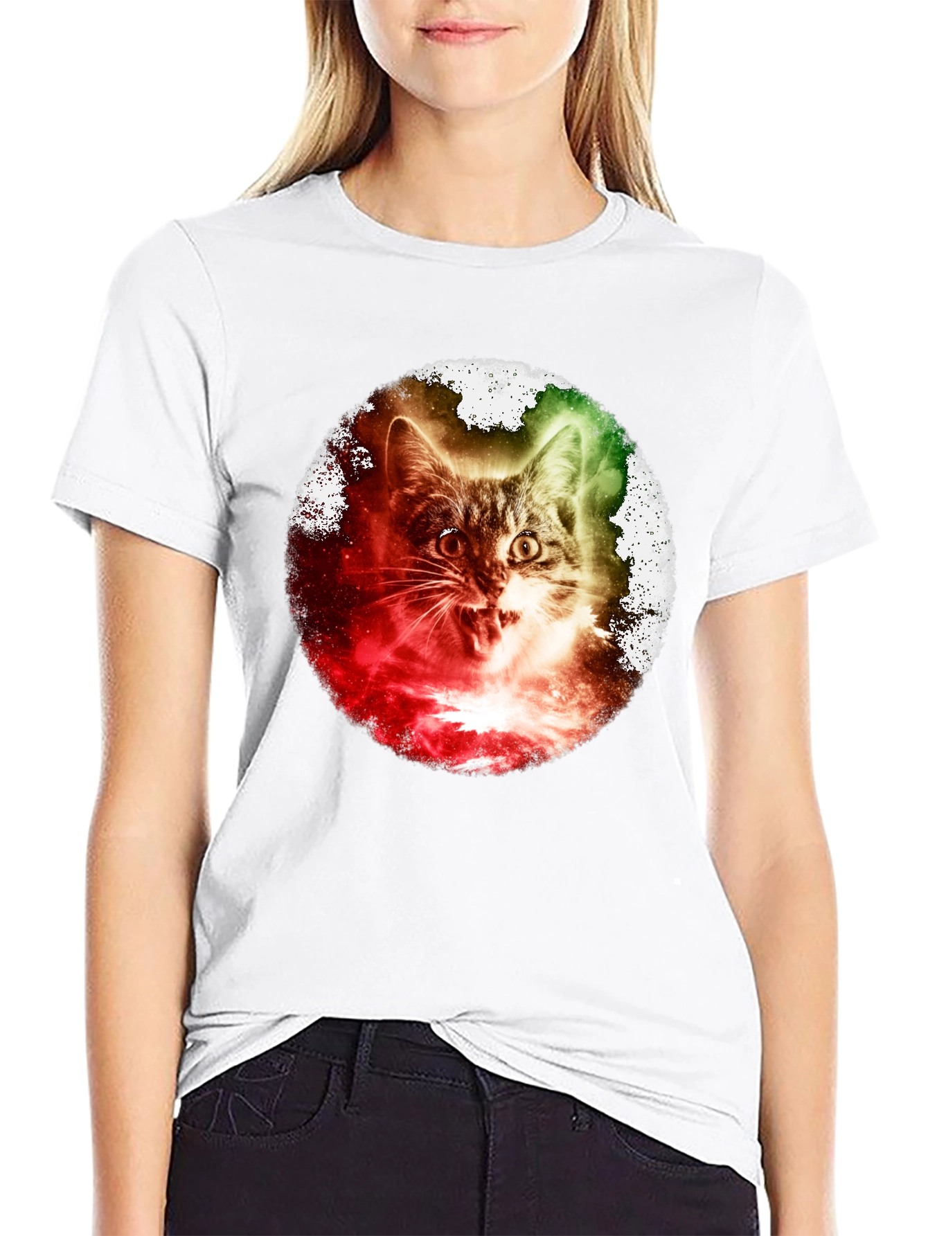 Galaxy Cat Graphic Tee - Unique Space Kitten T-Shirt