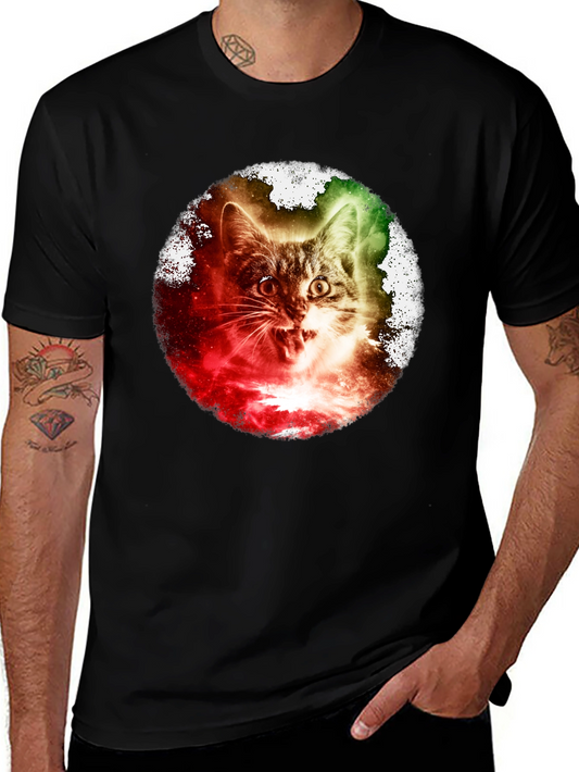 Galaxy Cat Graphic Tee - Unique Space Kitten T-Shirt