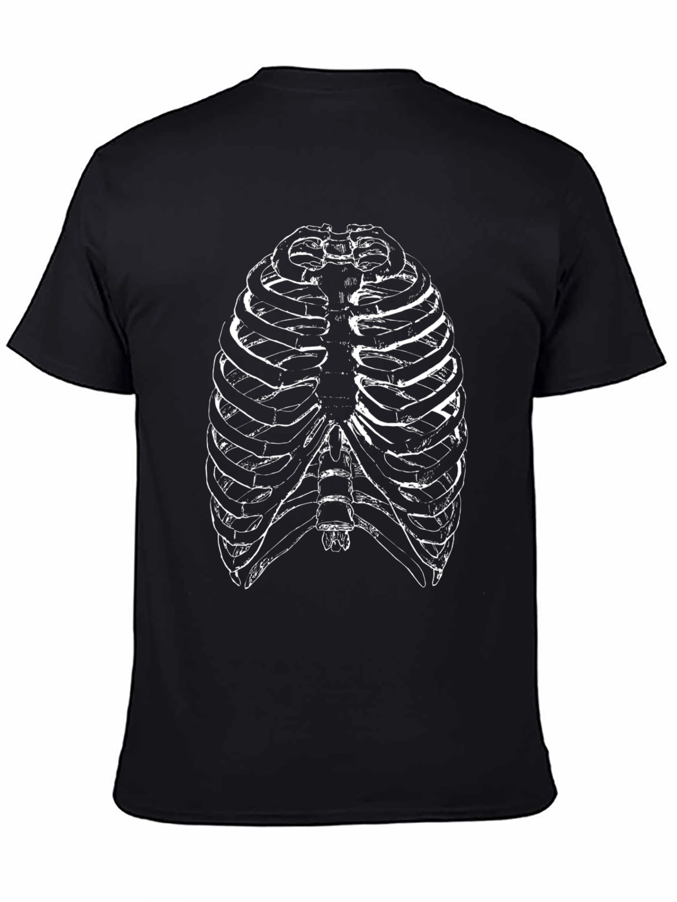 Rib Cage Anatomy Graphic Tee - Black Cotton T-Shirt