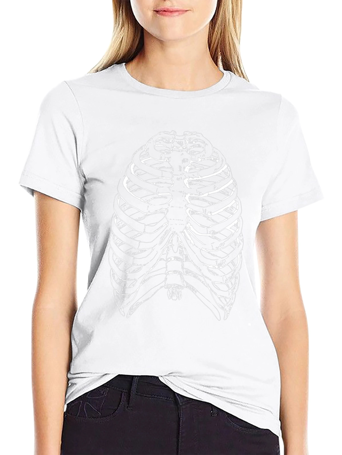 Rib Cage Anatomy Graphic Tee - Black Cotton T-Shirt