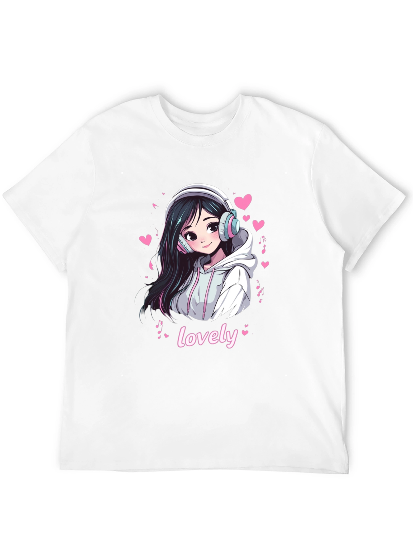 Anime Girl Lovely Graphic Black T-Shirt