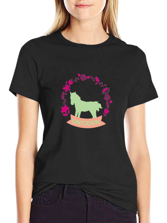 Unicorn Floral Graphic Tee - Mens Black T-Shirt