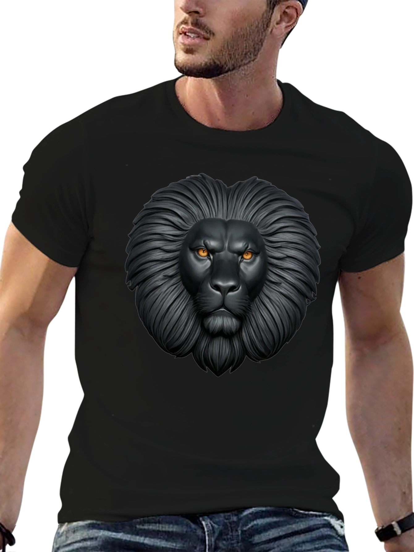 Lion Graphic Black T-Shirt - Fierce Style