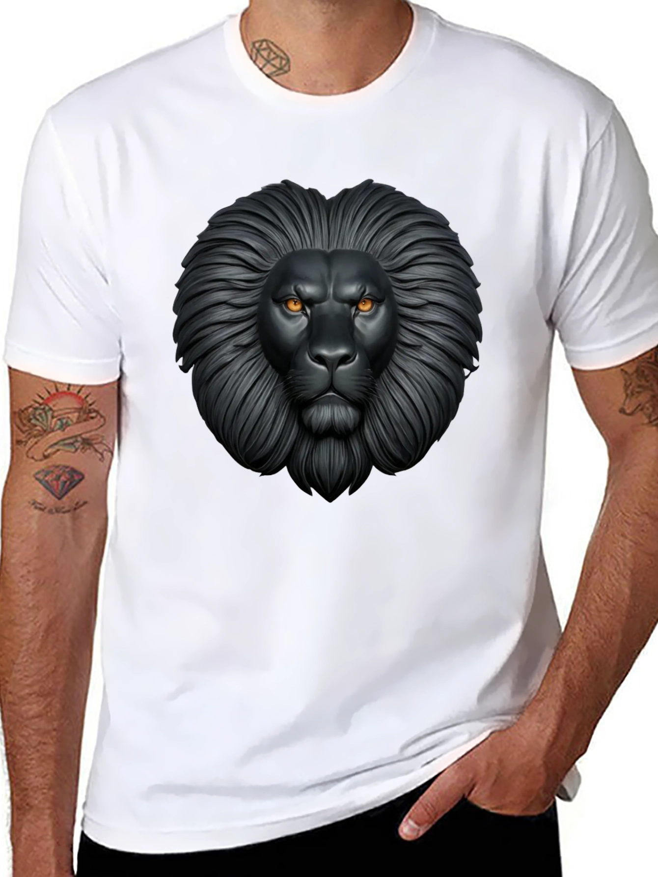 Lion Graphic Black T-Shirt - Fierce Style