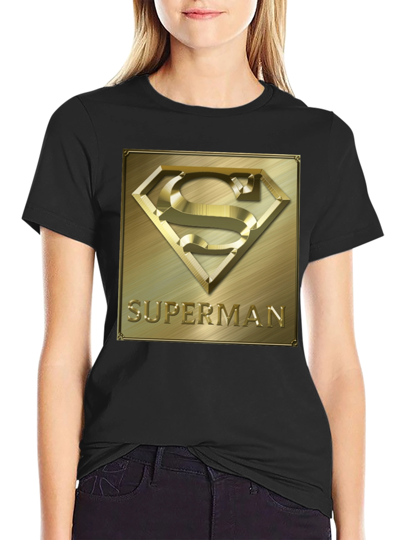 Superman Gold Emblem Black T-Shirt