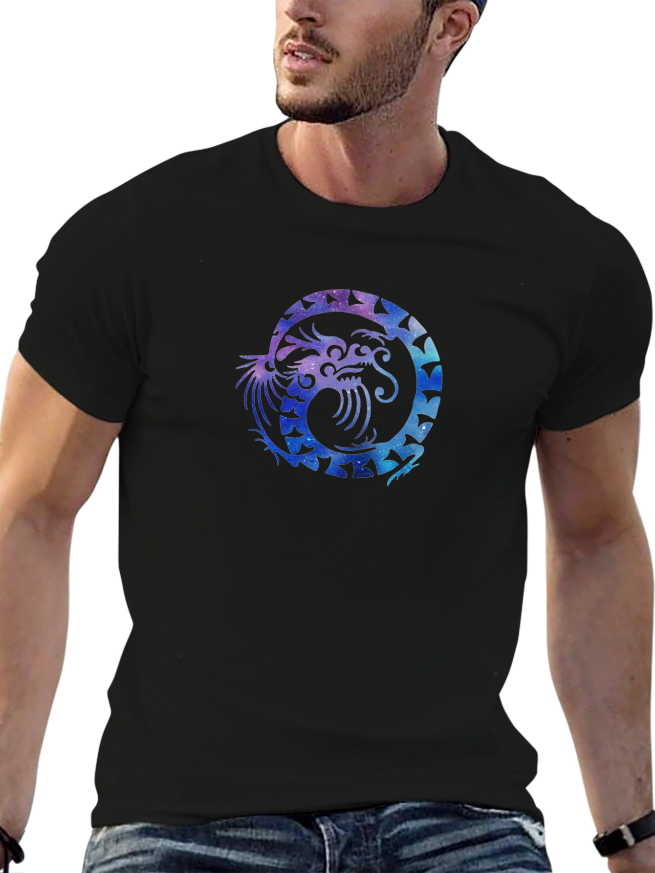 Galaxy Dragon Graphic Black Tee