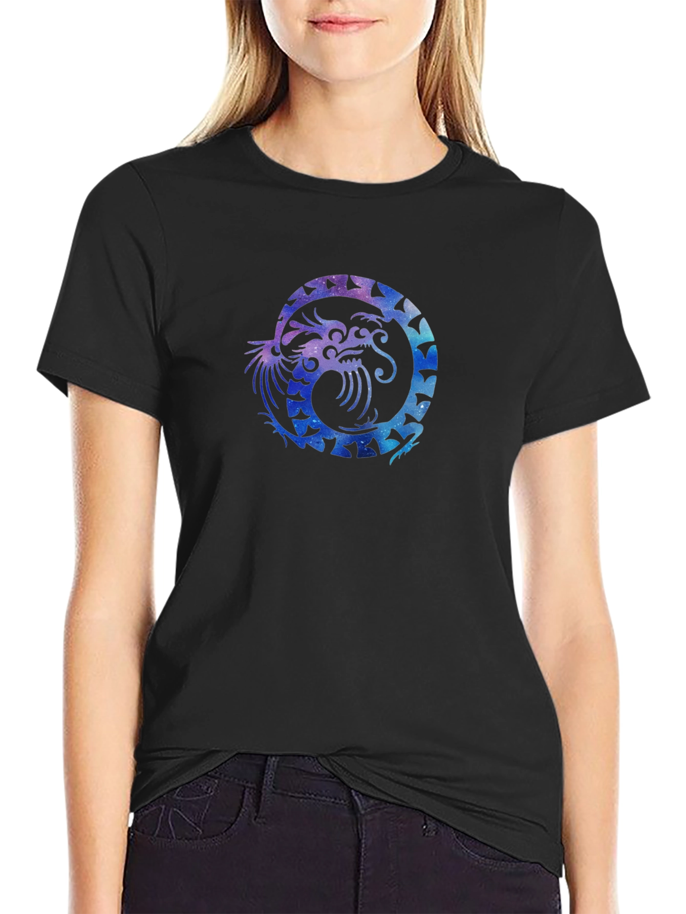 Galaxy Dragon Graphic Black Tee