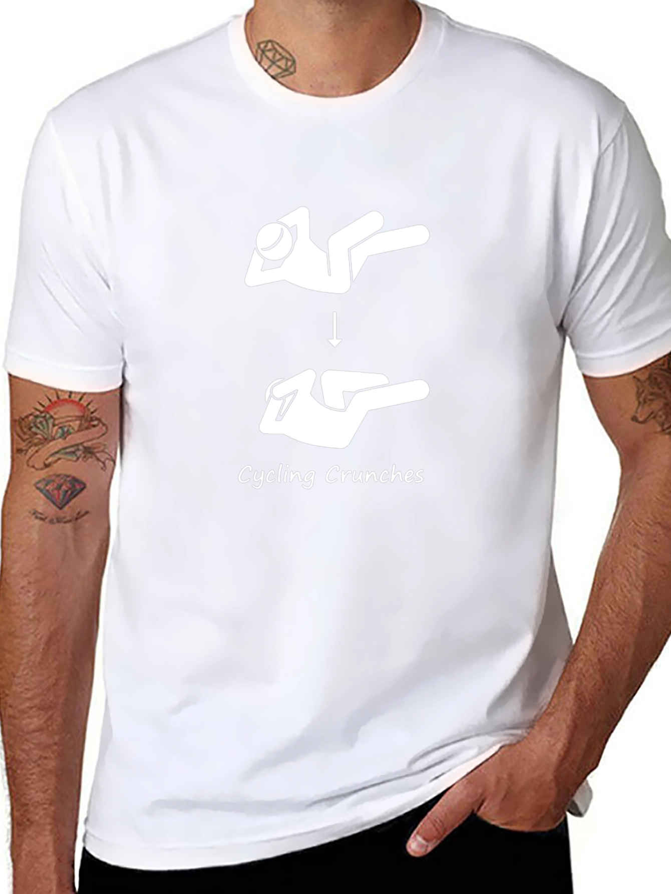 Cycling Crunches Graphic Tee - Black Cotton T-Shirt