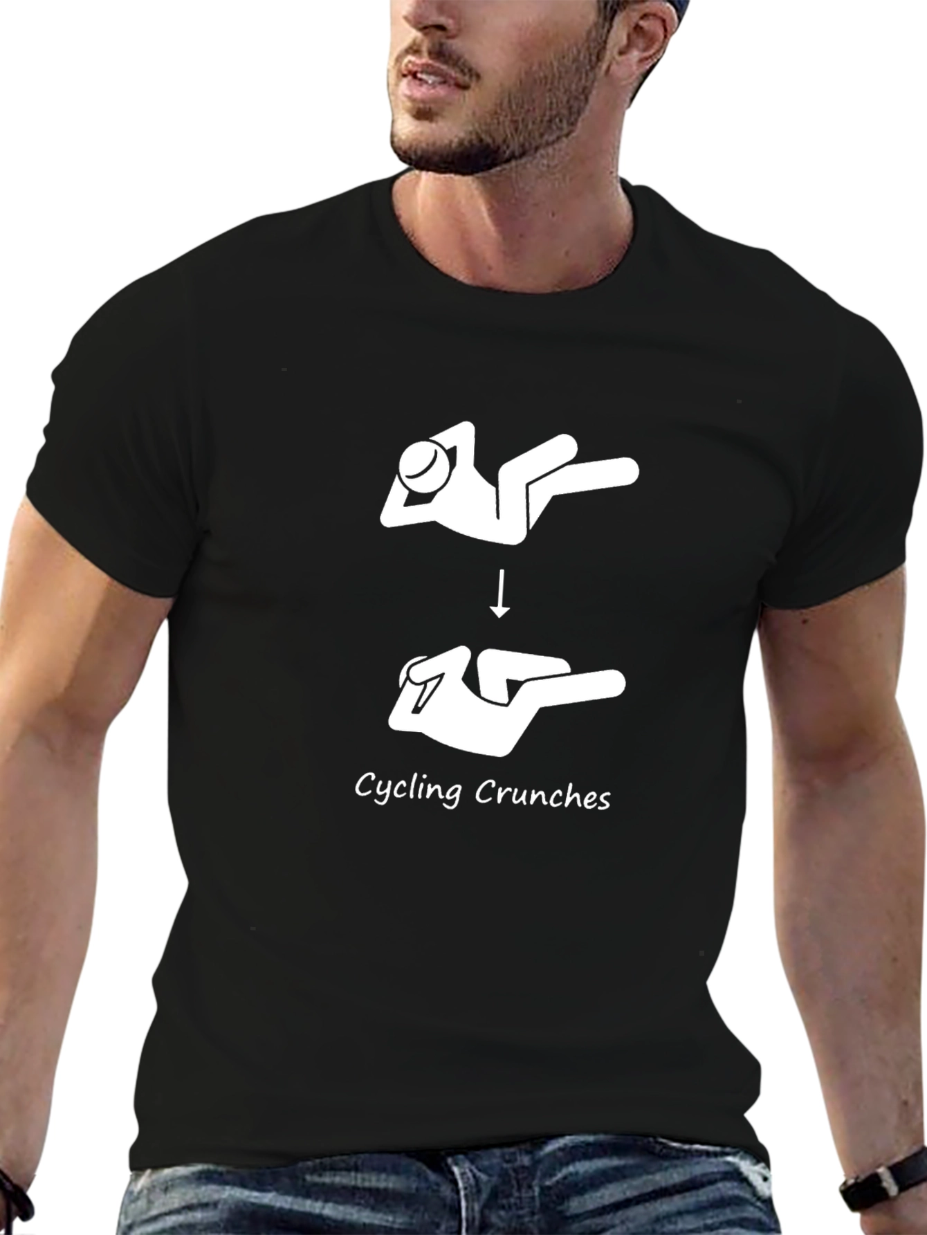 Cycling Crunches Graphic Tee - Black Cotton T-Shirt