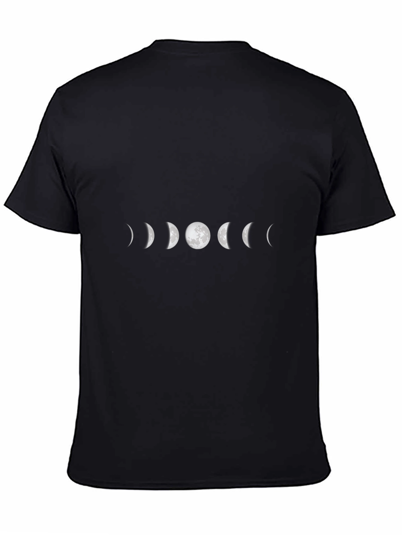 Lunar Phase T-Shirt - Black Cotton Crew Neck
