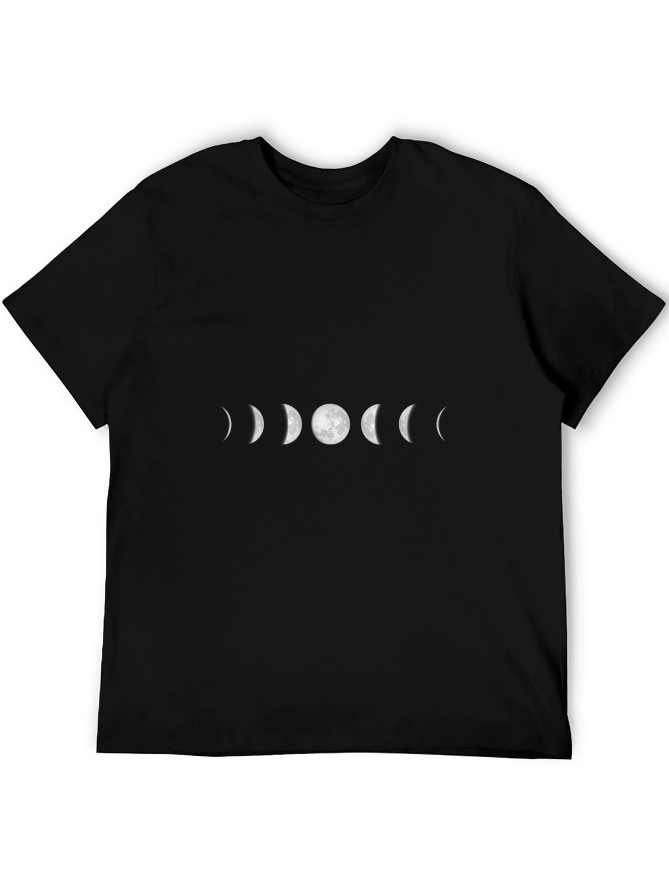Lunar Phase T-Shirt - Black Cotton Crew Neck