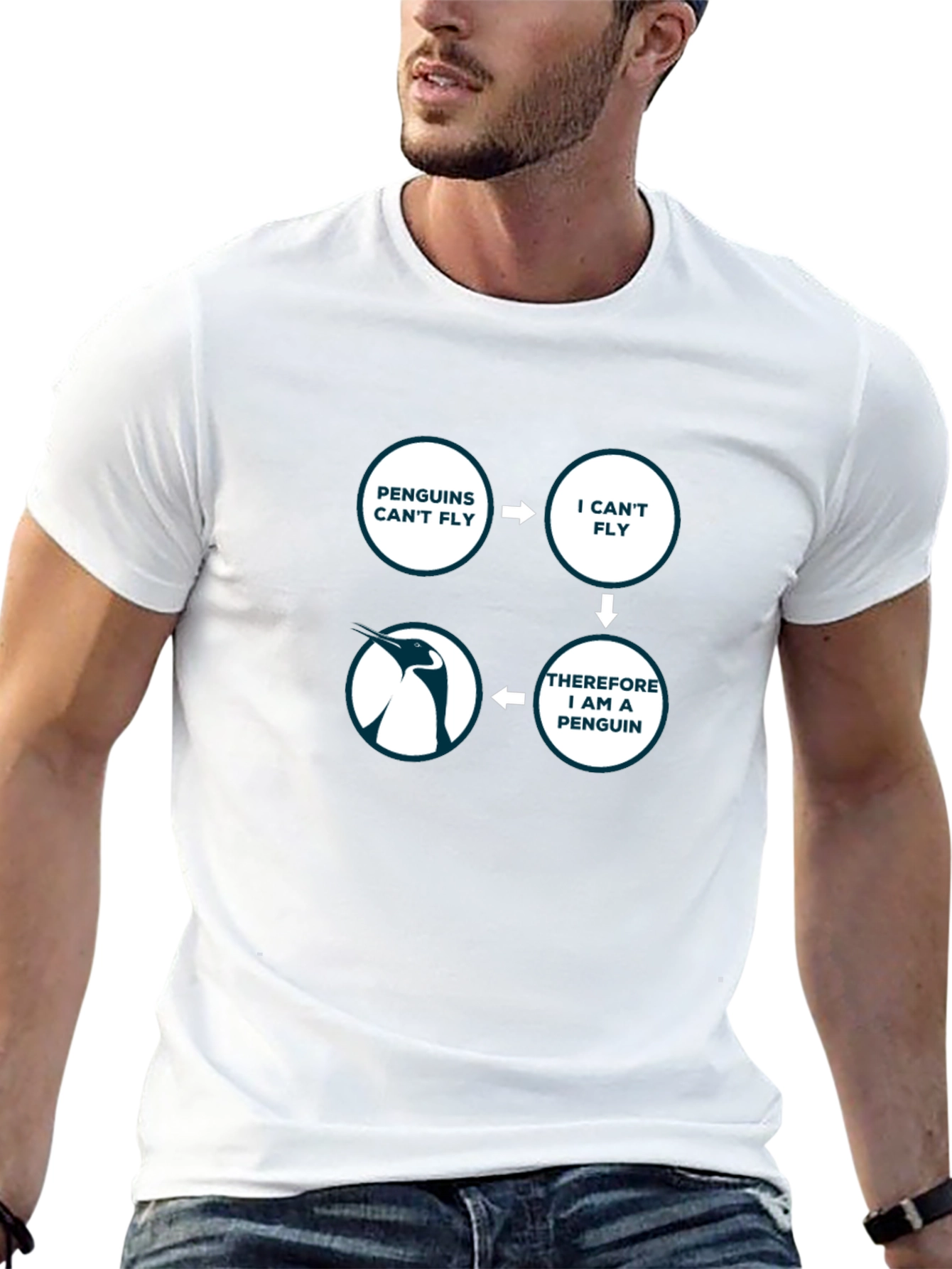 Penguin Logic Black T-Shirt - I Cant Fly