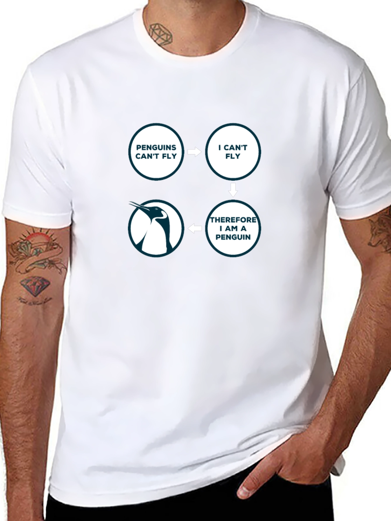 Penguin Logic Black T-Shirt - I Cant Fly