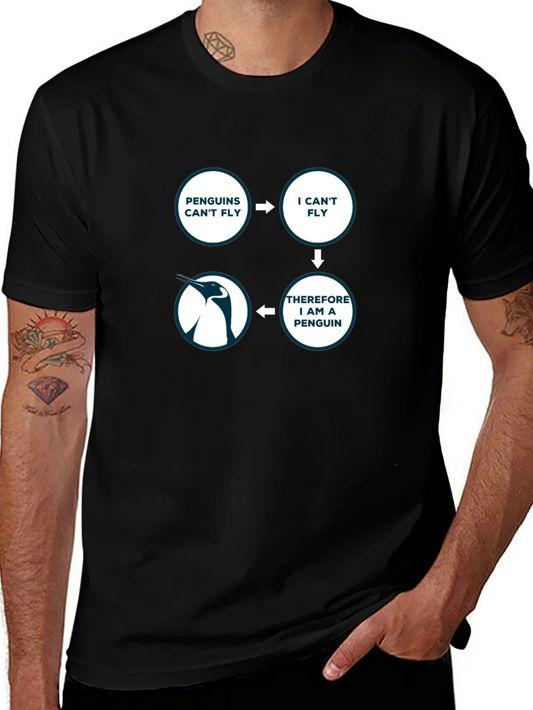 Penguin Logic Black T-Shirt - I Cant Fly
