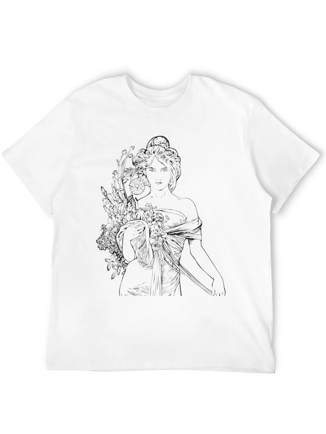 Art Nouveau Woman Black T-Shirt