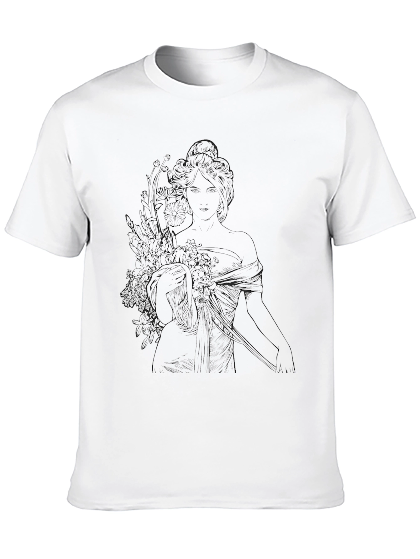 Art Nouveau Woman Black T-Shirt