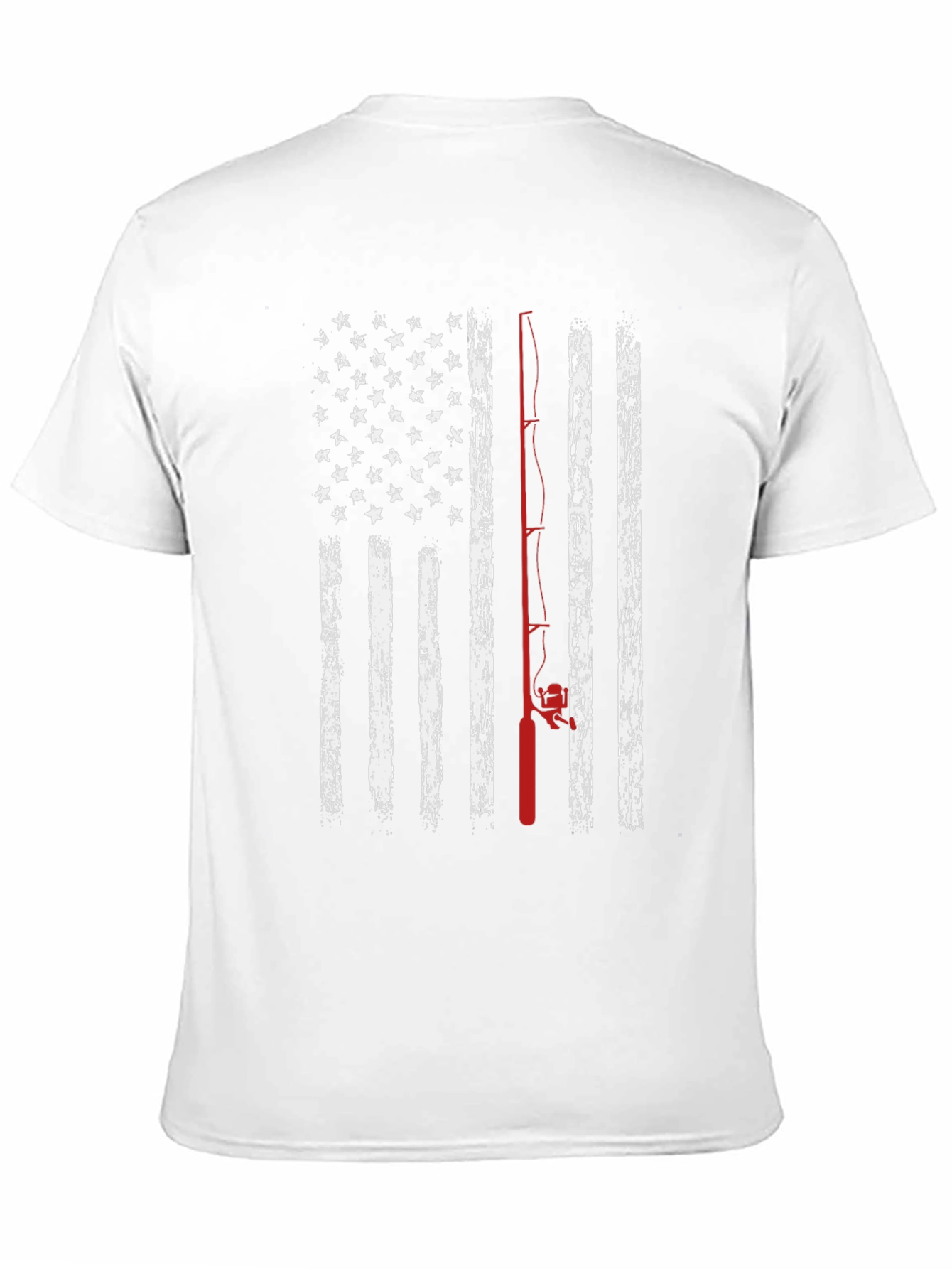 American Flag Fishing Rod Graphic T-Shirt