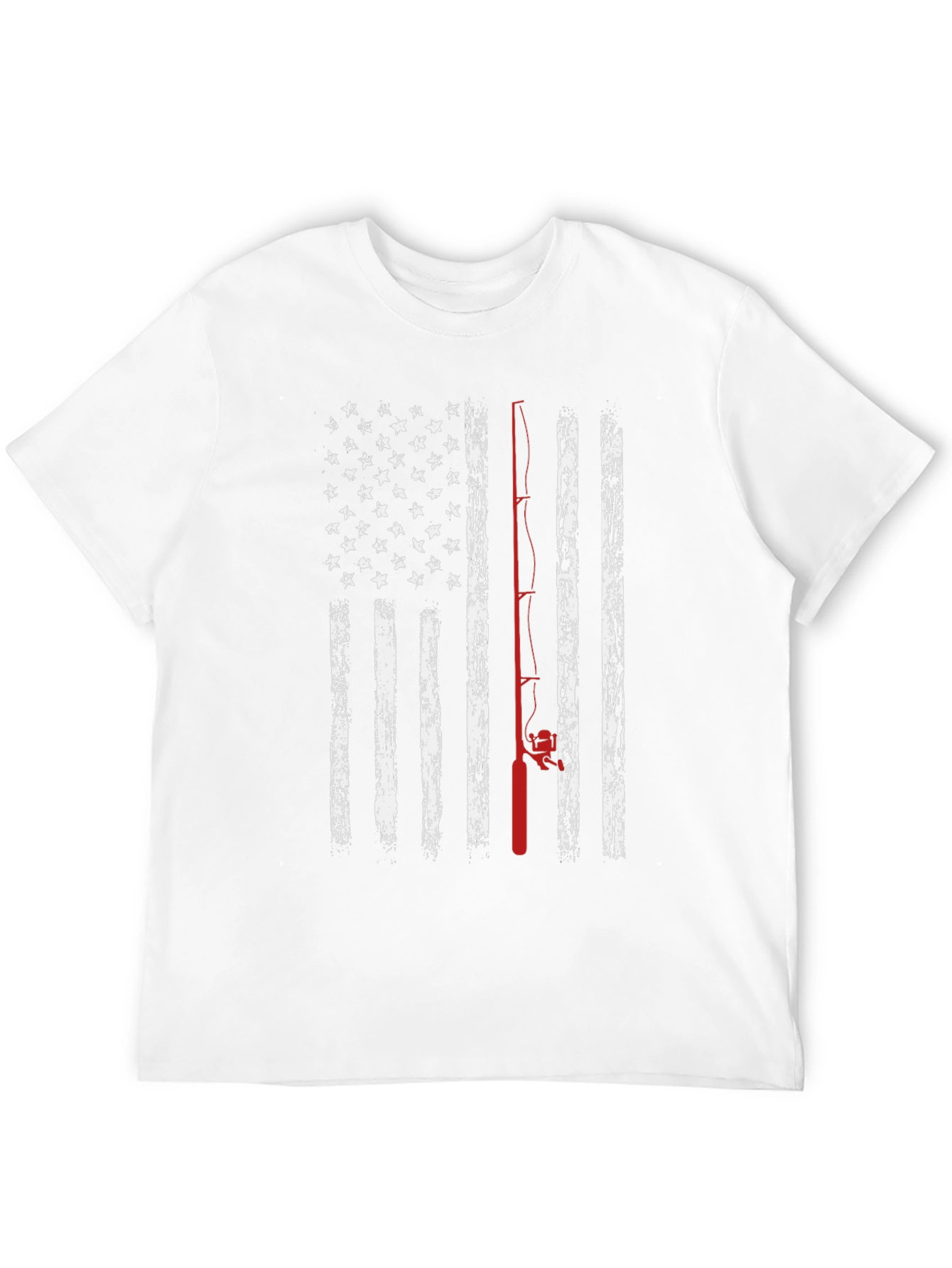 American Flag Fishing Rod Graphic T-Shirt