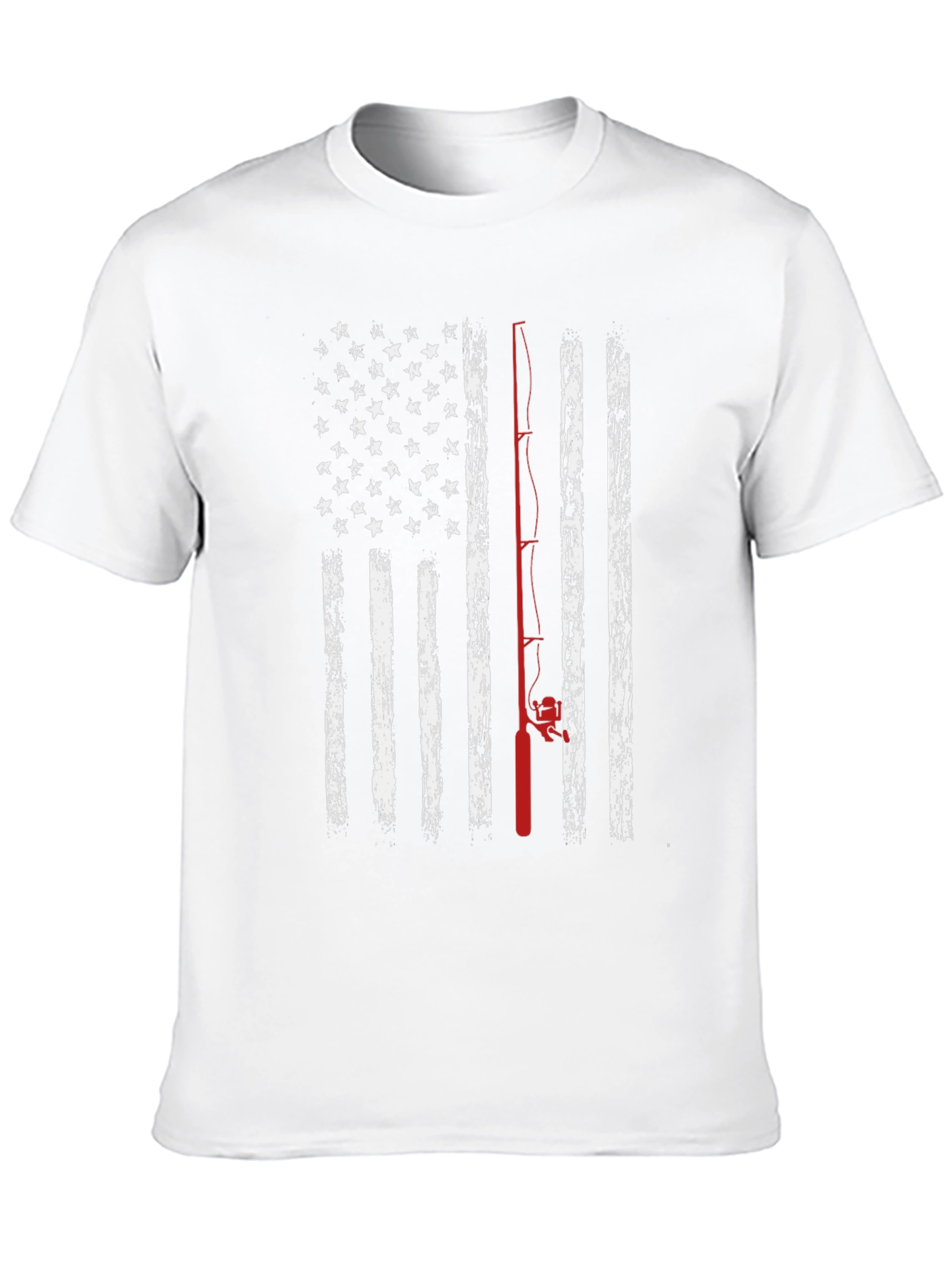 American Flag Fishing Rod Graphic T-Shirt