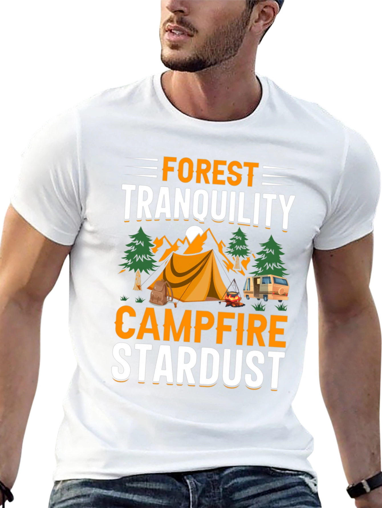 Forest Tranquility Campfire Stardust Graphic T-Shirt