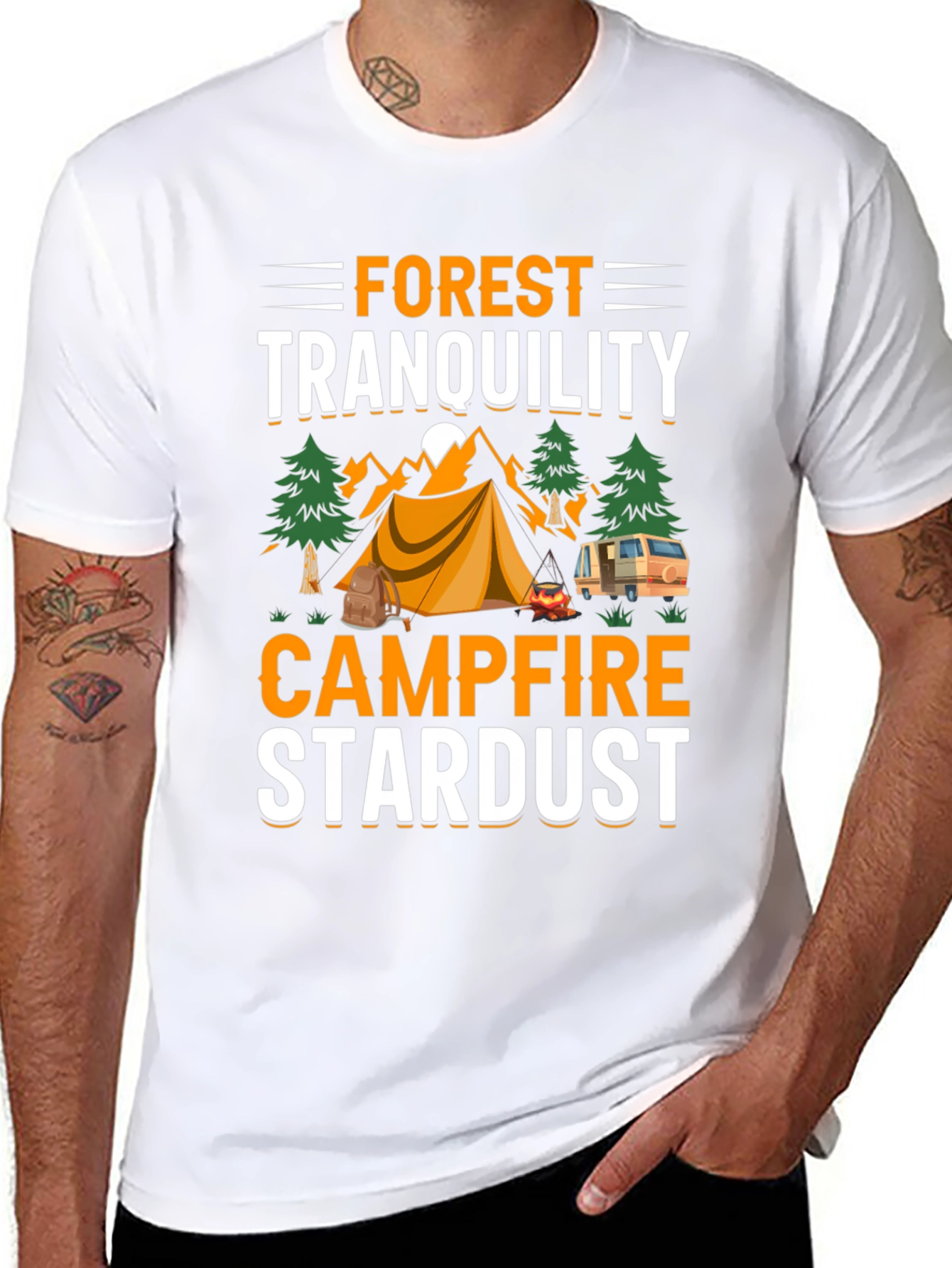 Forest Tranquility Campfire Stardust Graphic T-Shirt