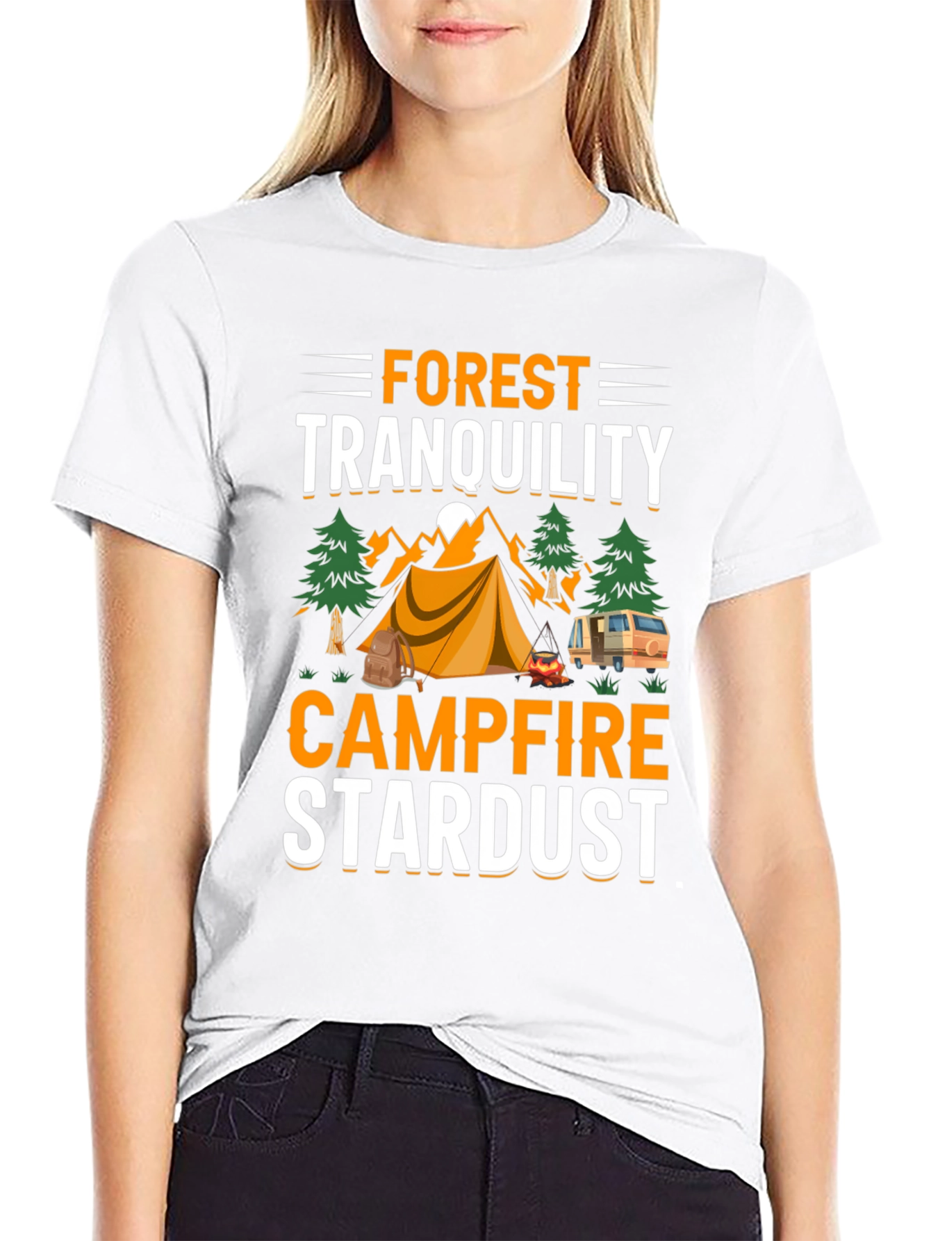 Forest Tranquility Campfire Stardust Graphic T-Shirt