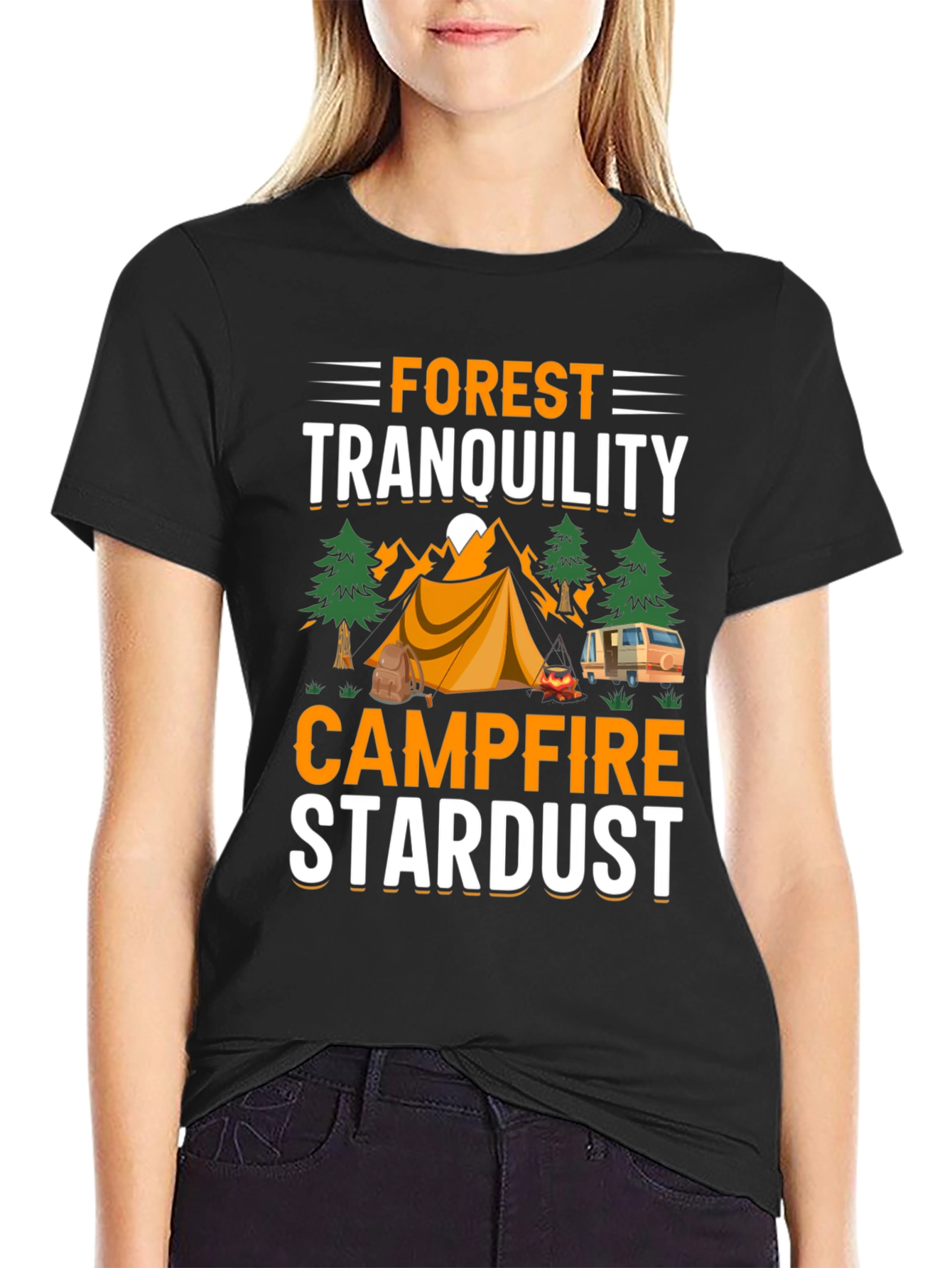 Forest Tranquility Campfire Stardust Graphic T-Shirt