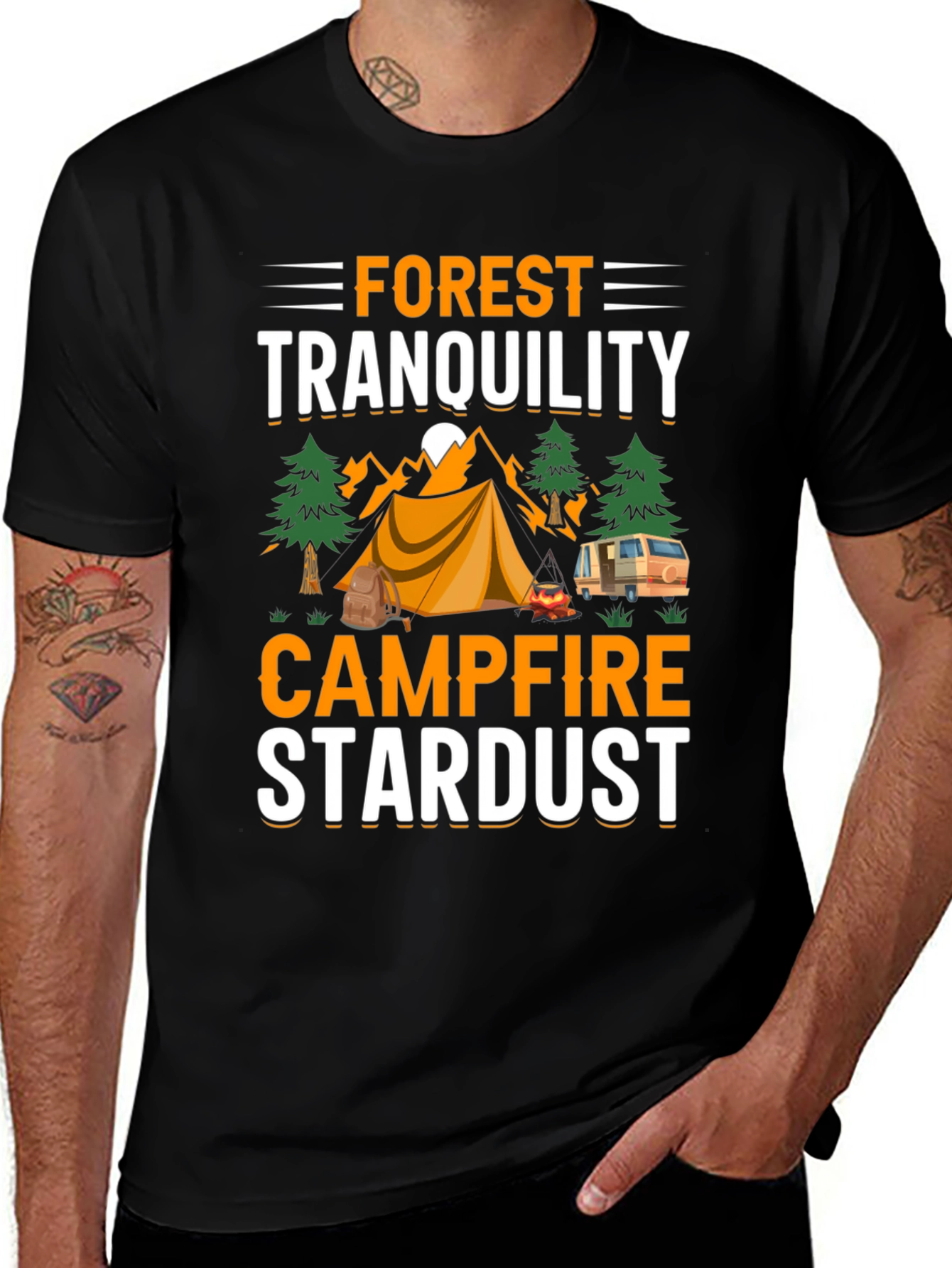 Forest Tranquility Campfire Stardust Graphic T-Shirt