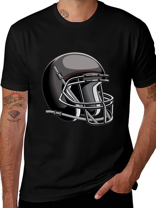 Football Helmet Graphic Tee - Black Short Sleeve Shirt