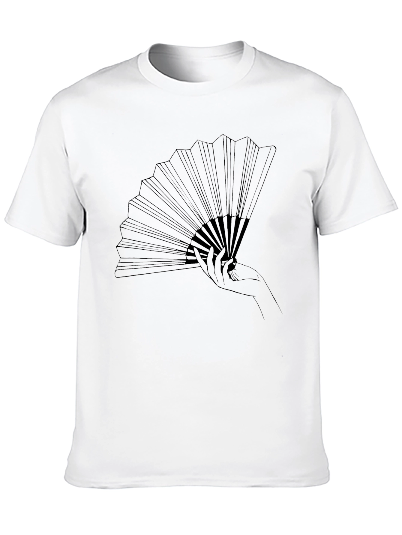 Elegant Hand Fan Graphic Tee - Stylish Black T-Shirt
