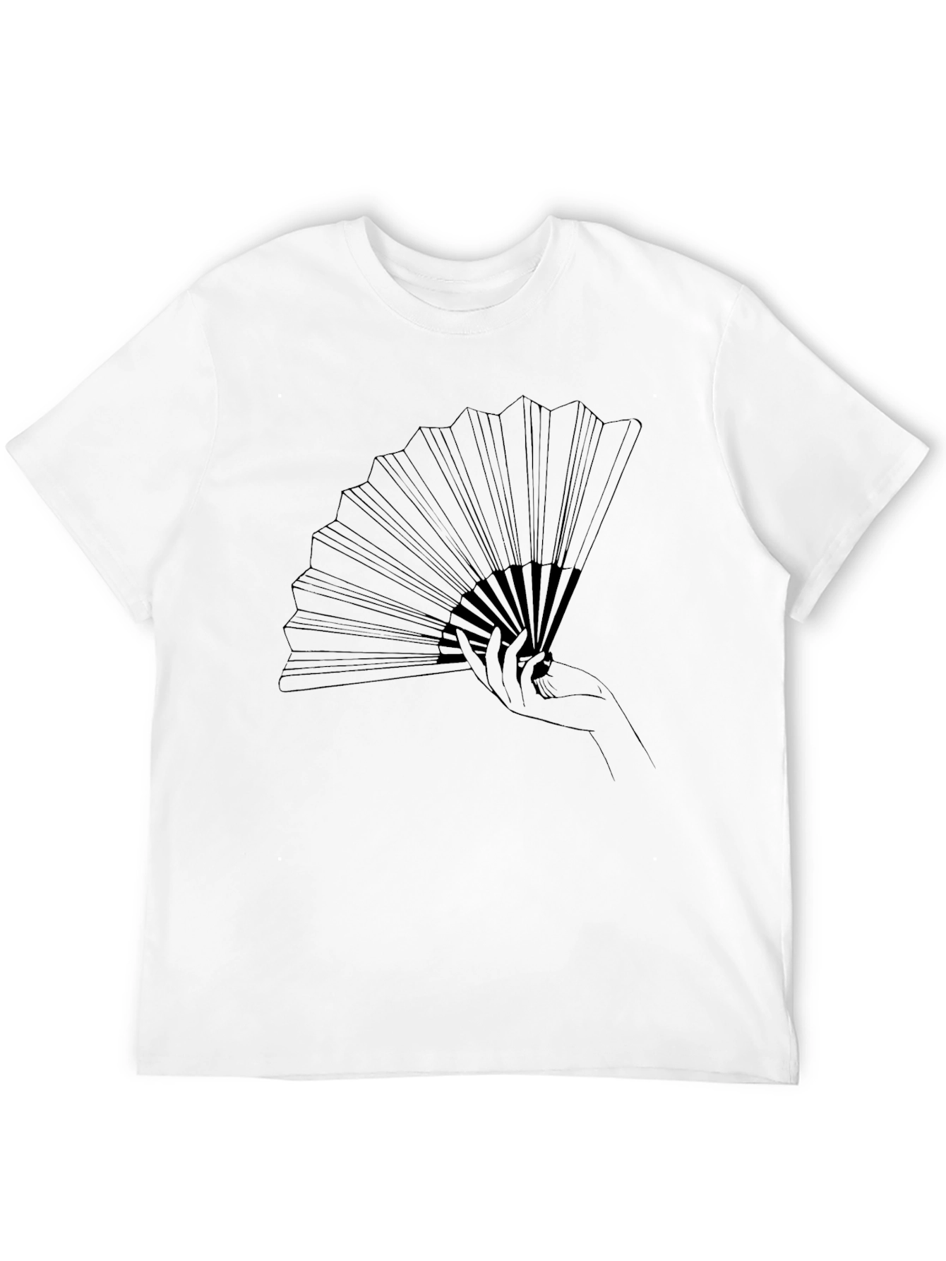 Elegant Hand Fan Graphic Tee - Stylish Black T-Shirt
