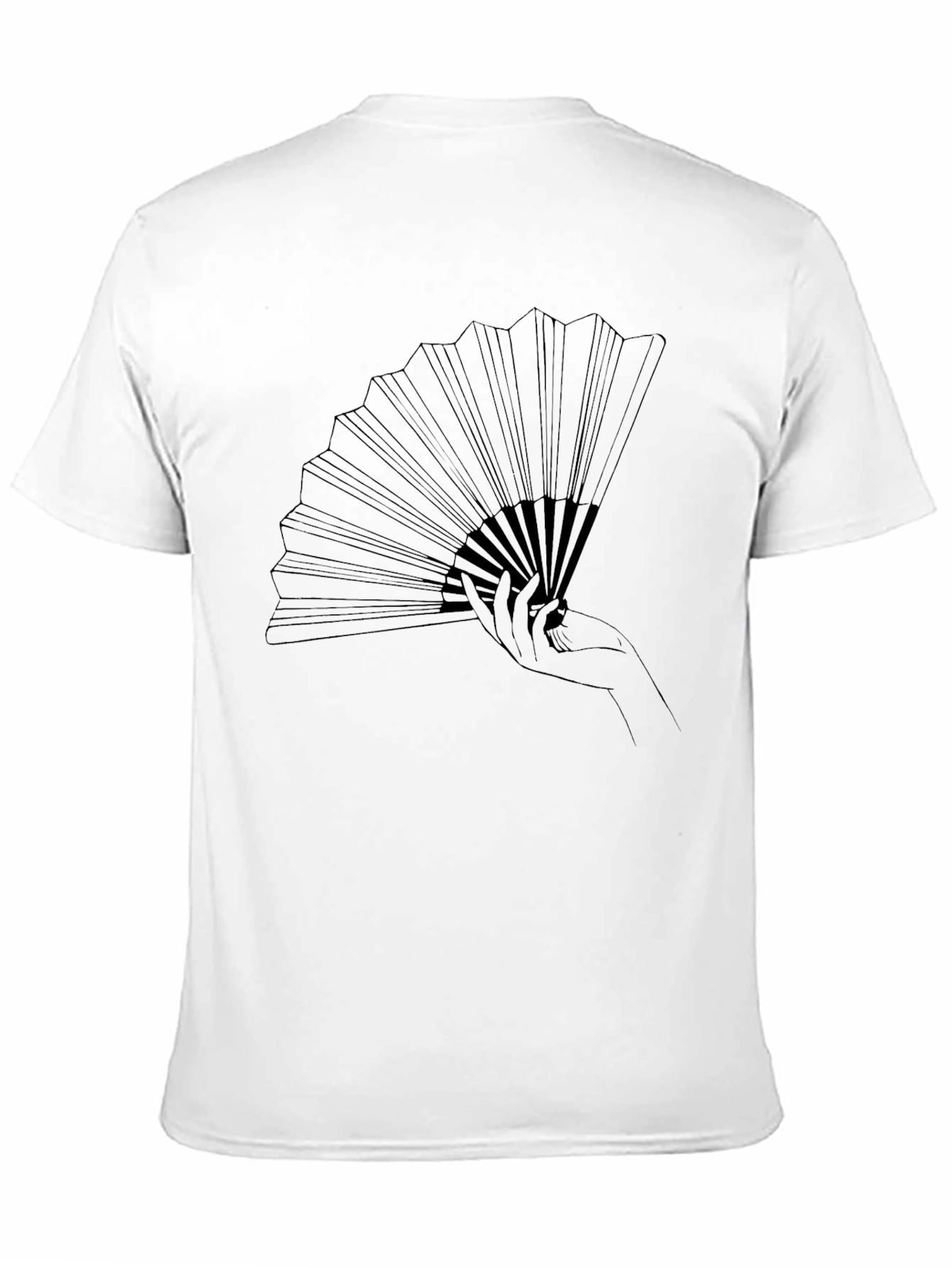 Elegant Hand Fan Graphic Tee - Stylish Black T-Shirt
