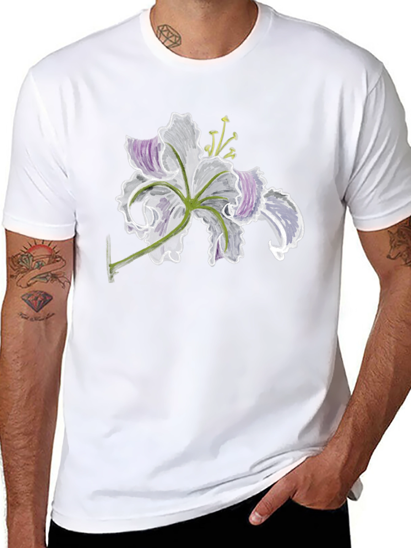 Floral Sketch Black T-Shirt