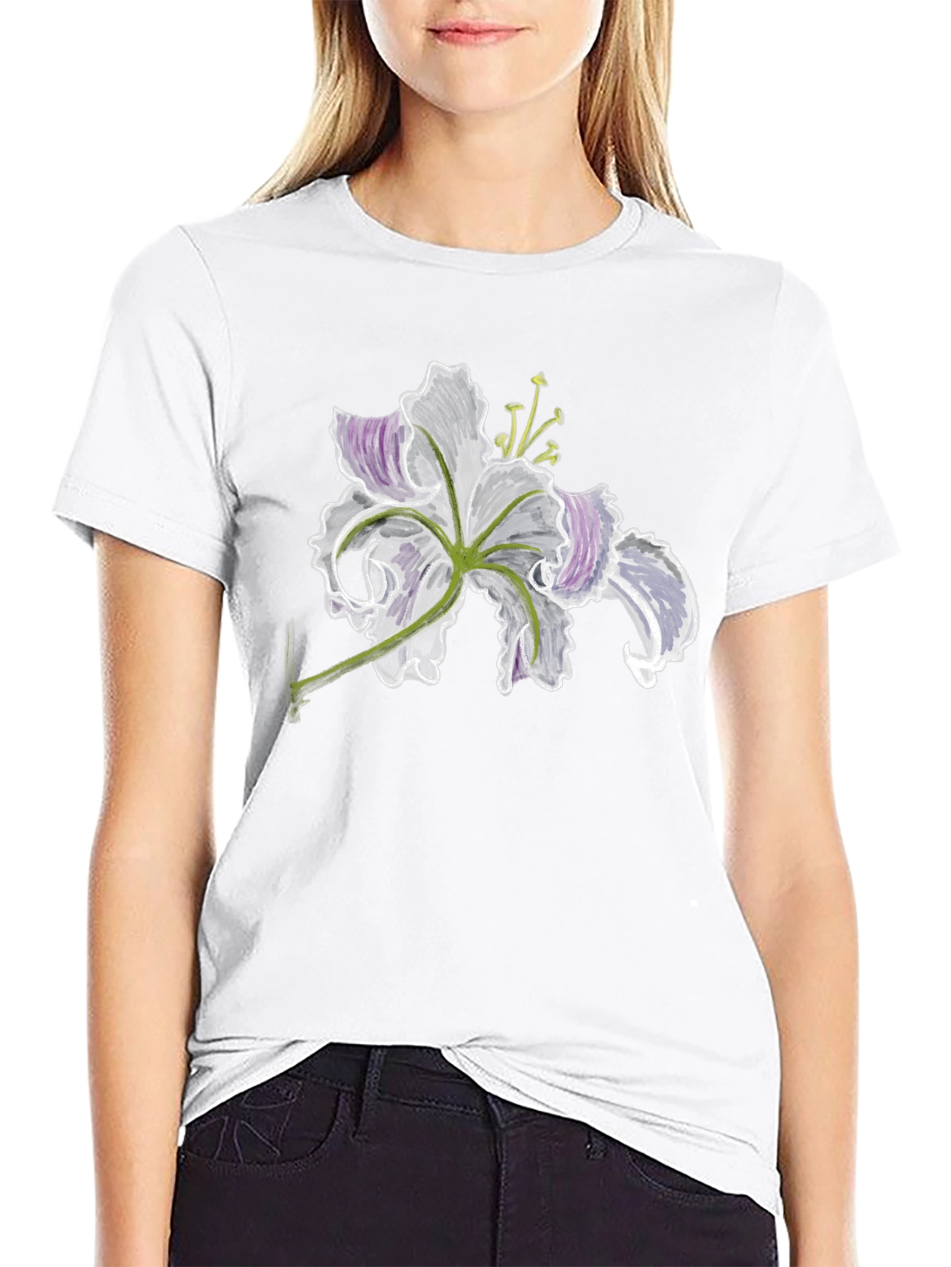 Floral Sketch Black T-Shirt